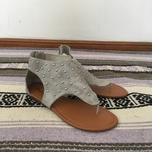 Gray Studded Sandals